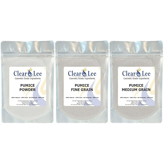 ClearLee Cosmetic Grade Pumice - 100% Pure Natural Grain/Powder - Great for Skin Exfoliation in DIY Soaps, Masks, Scrubs for Face, Body, Foot (Sample, Sample)