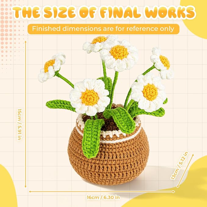Crochet Kit for Beginners, Crochet Plant Kit,Knitting Kit(Little Daisy)