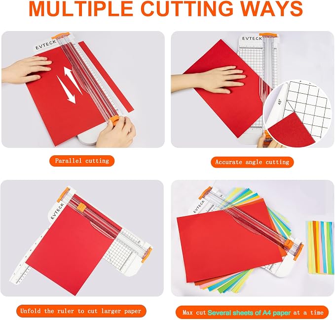 Evteck Paper Cutter 12 Inch Paper Trimmer Slider Crafting Scrapbooking Supplies for A4 Vinyl Photo Cardstock with Security Blade and Foldable Ruler