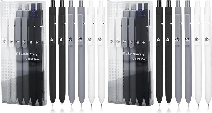 Ddaowanx Gel Pens,6 Pcs 0.5mm Retractable Quick Dry Black Ink Pens (Pack of 2)