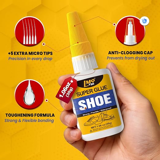 Shoe Glue Sole Repair, Heavy Duty Super Glue for Shoes Boot Sneakers Heels Waterproof, All Purpose Instant Cyanoacrylate Adhesive for Leather Rubber Bottom Soles Handbags, Flexible and Quick Dry