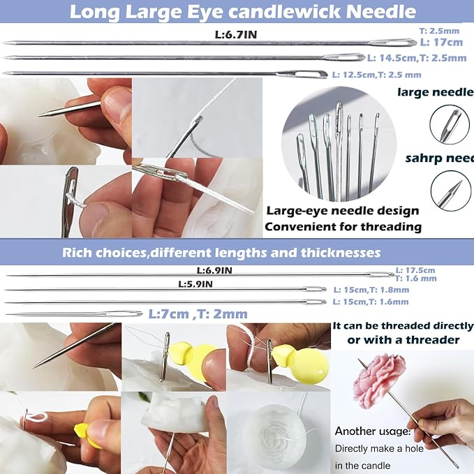 18PCS Candle Punch Tool Professional Candle Wick Needle for Silicone Molds and Candles,Hook Punch Needle Wick for Molds,Candle Making Supplies for Beginner