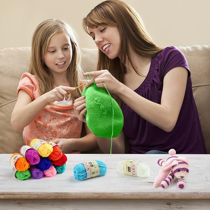 Yinsun 12 Skeins Acrylic Yarn, Mini Craft Yarn for Crocheting, 12 x 15g | Mini Yarns Set, Starter Yarns, for Kids Crafts, for Christmas, DIY Crochet, Kids Knitting Project