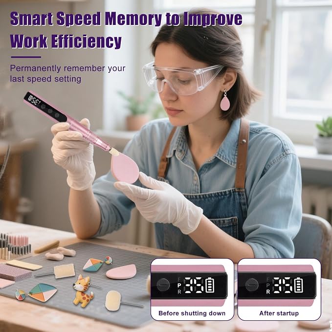Polymer Clay Polishing Kit,Electric Clay Drill,Cordless Rotary Tool Kit,35-Speed Adjustable,Jewelry Making Kit,79pcs Clay Tool & Accessories for Polymer Clay Molds, Drilling,Sanding,Grinding