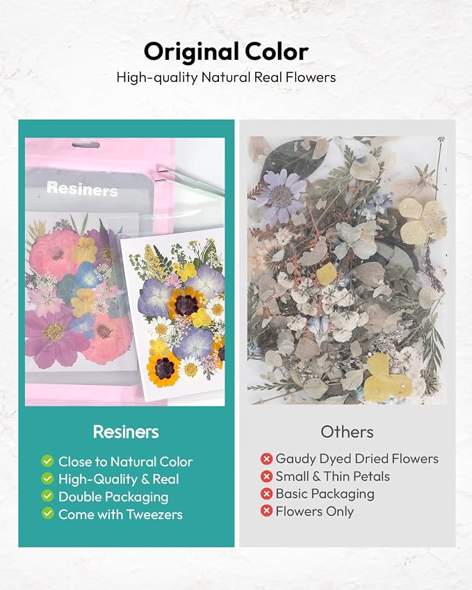 Dried Flowers, Resiners 174Pcs Pressed Flowers for Craft Pink Real Natural Dried Flowers Dry Leaves Kit for DIY Making Crafts Resin Soap Candle Scrapbook Supplies Card Making Jewelry