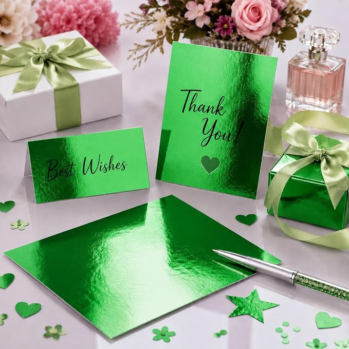 25 Sheets Metallic Grass Green Mirror Cardstock Paper 8.5 x 11 Shimmer Sheets 250gsm/92lb Heavyweight Scrapbook Paper for Certificates, Invitations, Greeting Cards, Crafts, Graduations