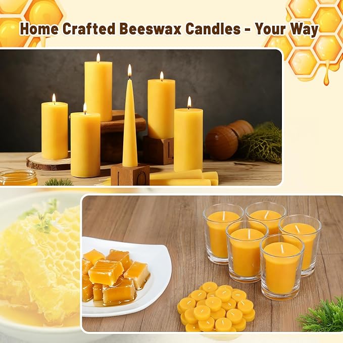 Beeswax Candle Making Supplies, 4LB Organic Beeswax Pellets with Wax Melter