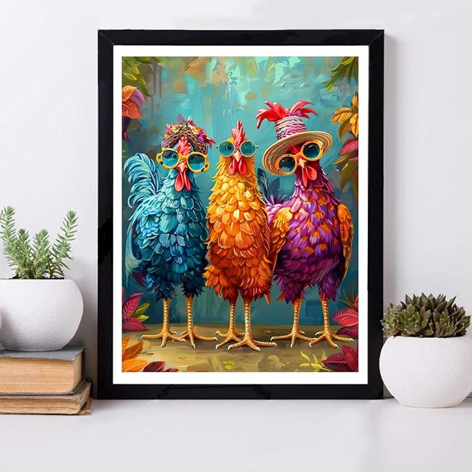 ijbnhd Chicken Diamond Art Kits for Adults Diamond Painting Kits 12x16inch