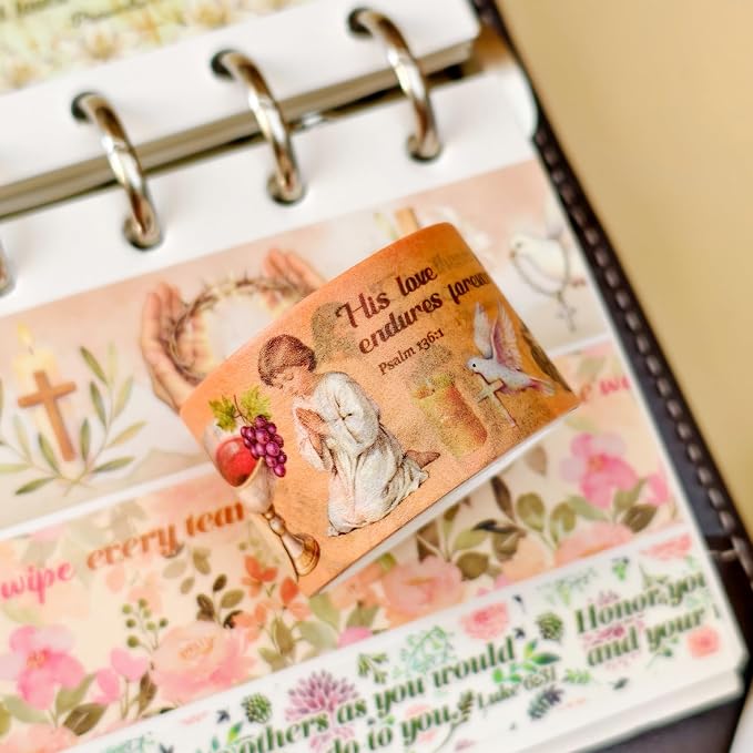 18 Rolls Vintage Washi Tape Set – Retro Floral & Bible Verse Designs for Scrapbooking, Journaling (Junk/Bullet/Bible) & DIY Crafts – Premium Archival-Grade Decorative Tape Gift for Crafters