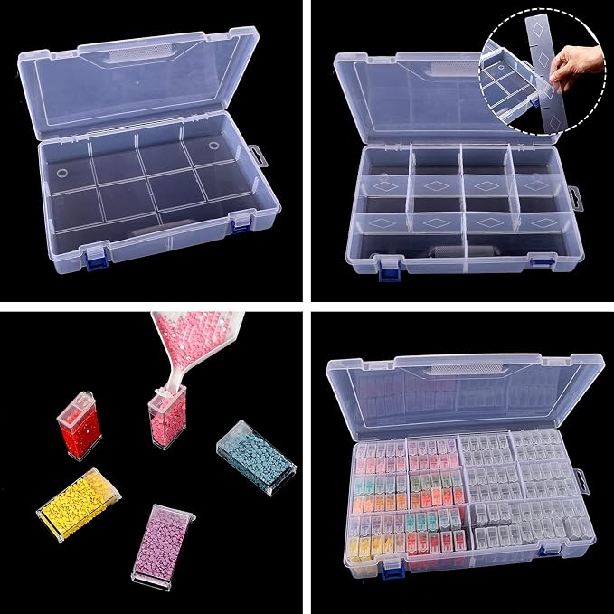 SGHUO Diamond Painting Storage Container 120 Slots Bead Organizer Box Tools