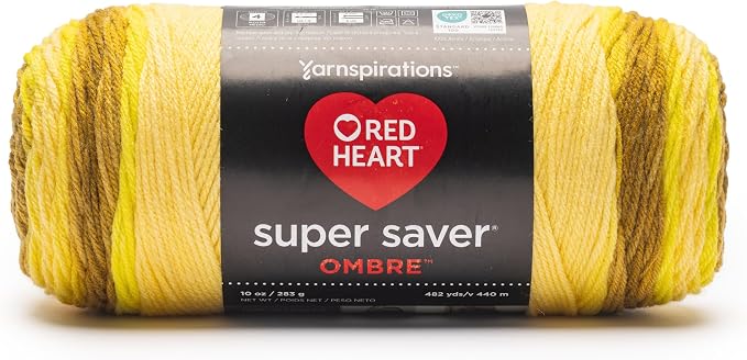 Red Heart Super Saver Ombre Yarn for Crocheting, Lime, 2-Pack | #4 Medium Worsted Weight 100% Acrylic Ombre Yarn for Blankets, Scarves, Hats, and Sweaters, 482 yards, 283g/10oz