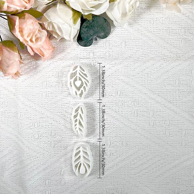 Xaekicr Polymer Clay Cutters Feather Leaf Set – 3PCS Boho Clay Earring Cutters for Polymer Clay Jewelry, Hollow Leaf Clay Cutters Shapes and Tools for DIY Earrings and Crafts