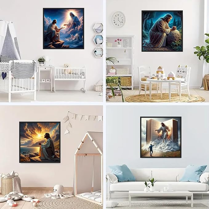 4 Pack Diamond Art Kits for Adults, Jesus Diamond Painting Kits 12x12 inch