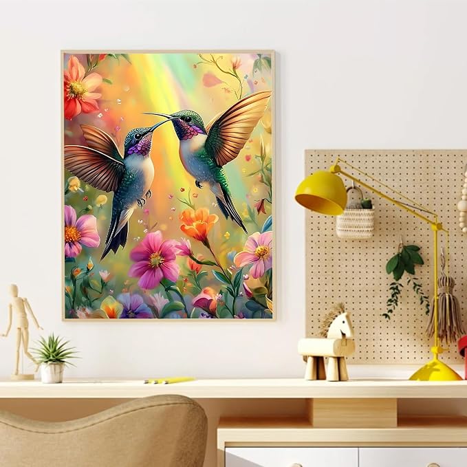 CRZMODE Hummingbird Paint by Numbers Kit for Adults, Hummingbird Paint by Numbers for Adults, Acrylic Painting Crafts for Home Decor Gift (16x20inch)