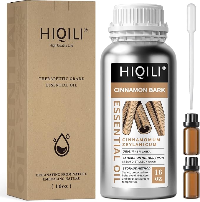 HIQILI Cinnamon Bark Essential Oil for Versatile DIY, Diffuser & Skin