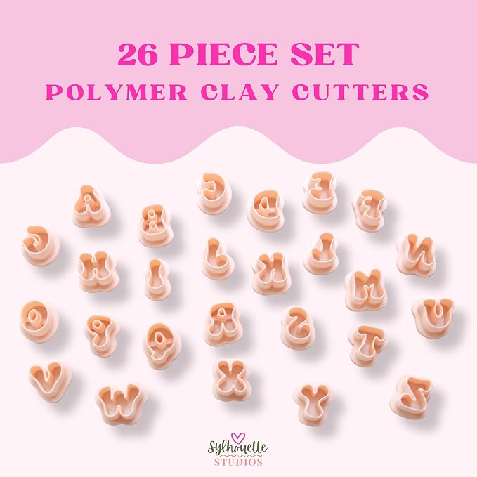 26 Piece Bubble Alphabet Polymer Clay Cutter Set by Sylhouette Studios