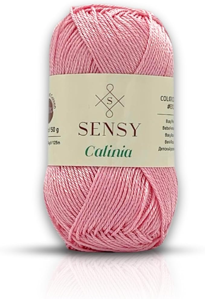 S Sensy Calinia - Mercerized Giza Cotton Amigurumi Yarn Baby Pink 131 Yards