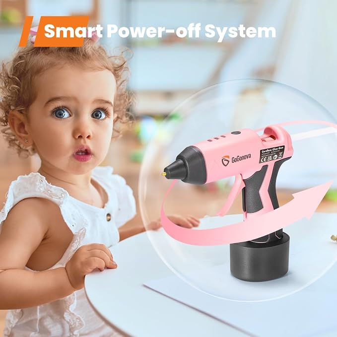 GoGonova Cordless Hot Glue Gun Kit, 2Ah Battery, Includes 25 Glue Sticks