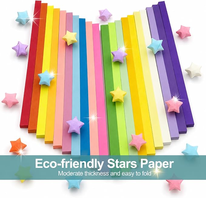 2430 Sheets Stars Paper Strips, 3 Packs Double Side Origami Star Paper, Lucky Star Strips , Star Origami Paper for DIY / Hand Crafts (Flowers)