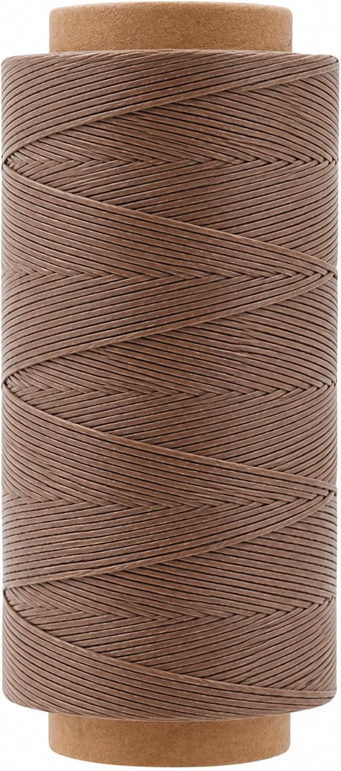 Mandala Crafts 150D 0.8mm Taupe Flat Waxed Thread for Leather Sewing