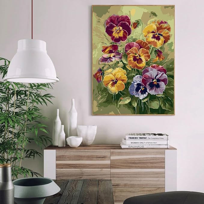 VIGEGU Flowers Paint by Numbers Kit for Adults Beginner 16x20 Inch | Easy Adult Paint by Number Kits on Canvas DIY Painting for Beginners Art by Numbers for Home Wall Decor