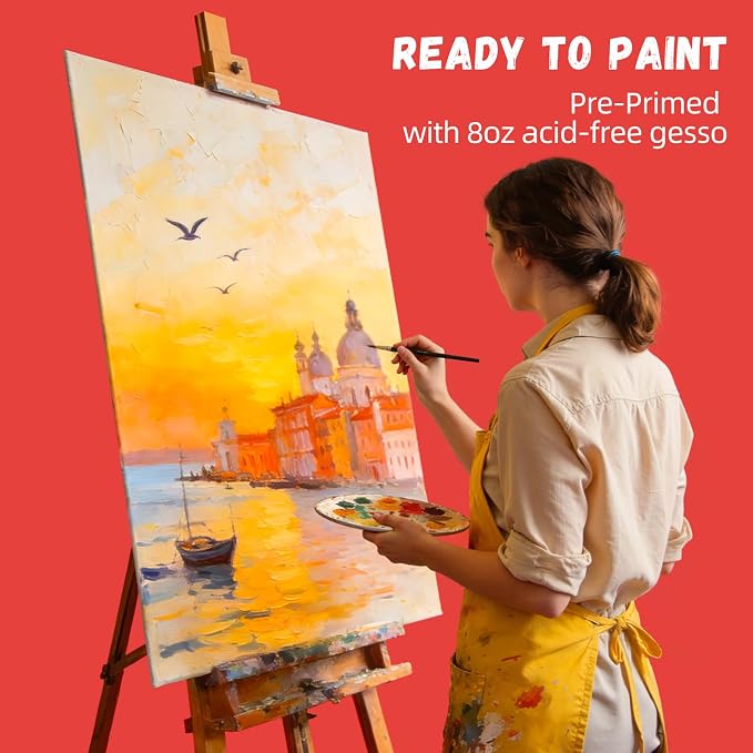 Simetufy 5 Pack 20"x30" Large Canvas Boards for Acrylic & Oil Painting | Paint Canvas Panels for Adults & Artists– 100% Cotton Acid Free Primed