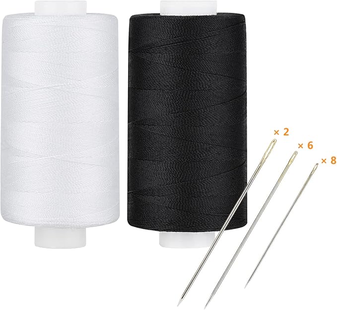 Simthread All Purpose Thread Polyester 400 Yards Each (1 White 1 Black)