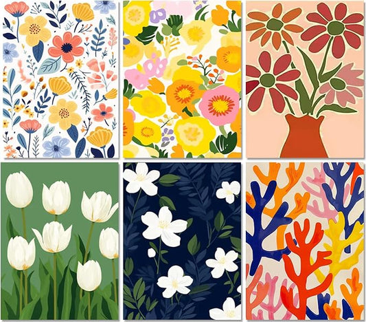 DOTSOPS 6 Pcs Floral Diamond Painting Kits Art Adults Painting Kits | Crafts DIY 5D Diamond Art Packs Kits,Full for Adults,Beginner Home Wall Decoration Gift 11.8 x 15.7 Inches