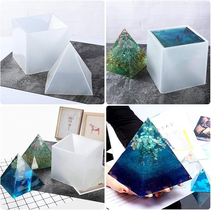 LET'S RESIN Pyramid Molds for Resin,Large Silicone Pyramid Molds,Silicone Resin Molds for DIY Memorial Gifts, Jewelry,Great for Paperweight, Home Decoration(Height:15cm/5.9inch)