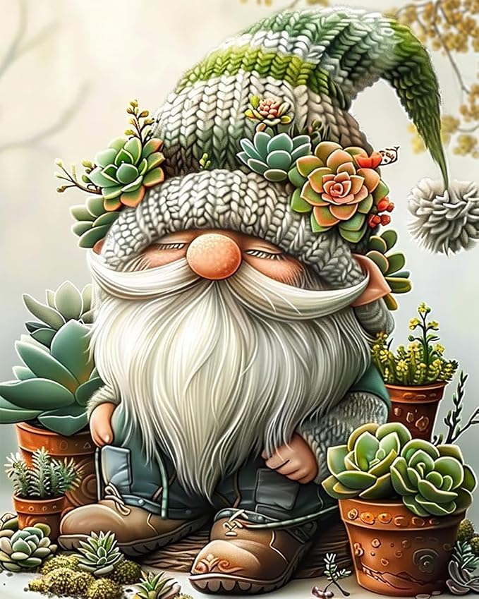 BYGFHLYW Easy Gnome Paint by Numbers Kit for Adults Beginner 16x20 in | Adult Paint by Number Kits on Canvas, DIY Painting with Numbers, Acrylic Oil Paints by Number Kits for Wall Decor