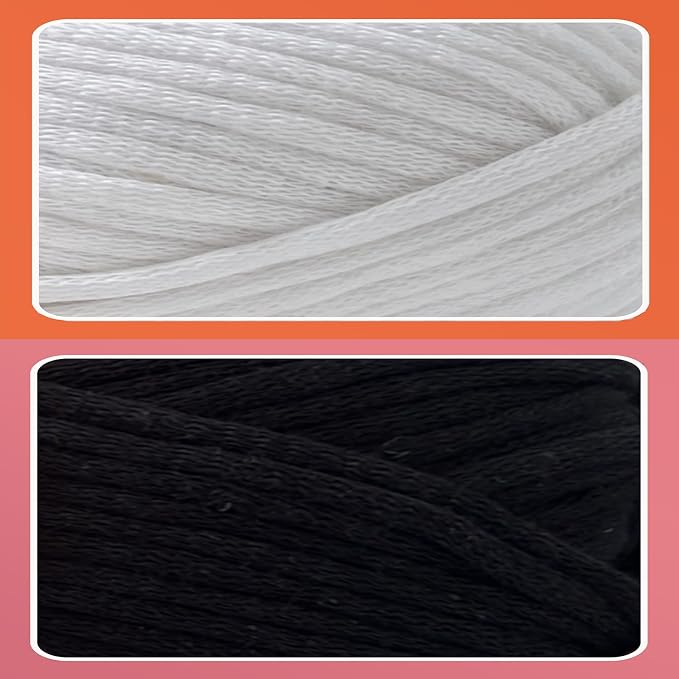 2 x 3.5Oz Yarn for Crocheting and Knitting;Worsted-Weight Medium #4;Cotton Blend Yarn for Beginners with Easy-to-See Sitches,Great for Amigurumi DIY (Black+White)