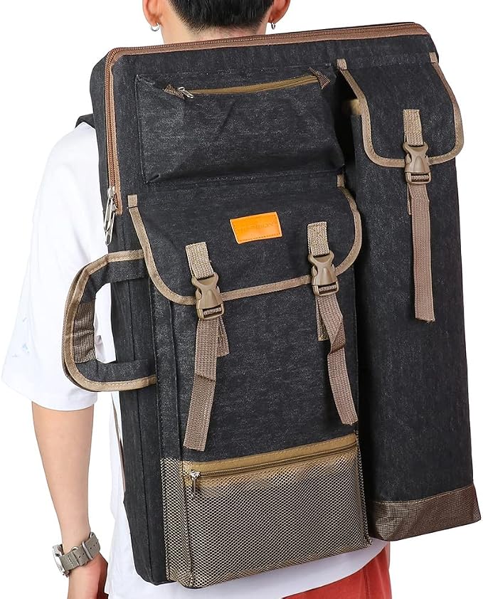 TRANSON Art Portfolio Case Artist Backpack Canvas Bag Large 26” x 19.5”