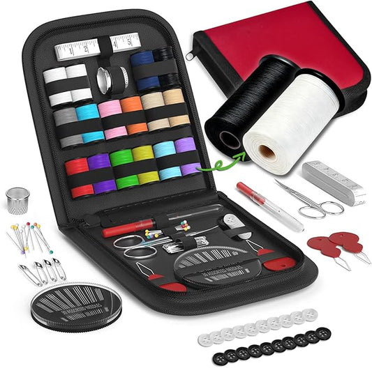 Sewing Kit Gifts for Grandma, Mom, Friend, Traveler, Adults, Beginner, Emergency,Sewing Supplies Accessories with Scissors,Sewing Needles Thimble, Thread,Tape Measure etc (Christmas Red， S)