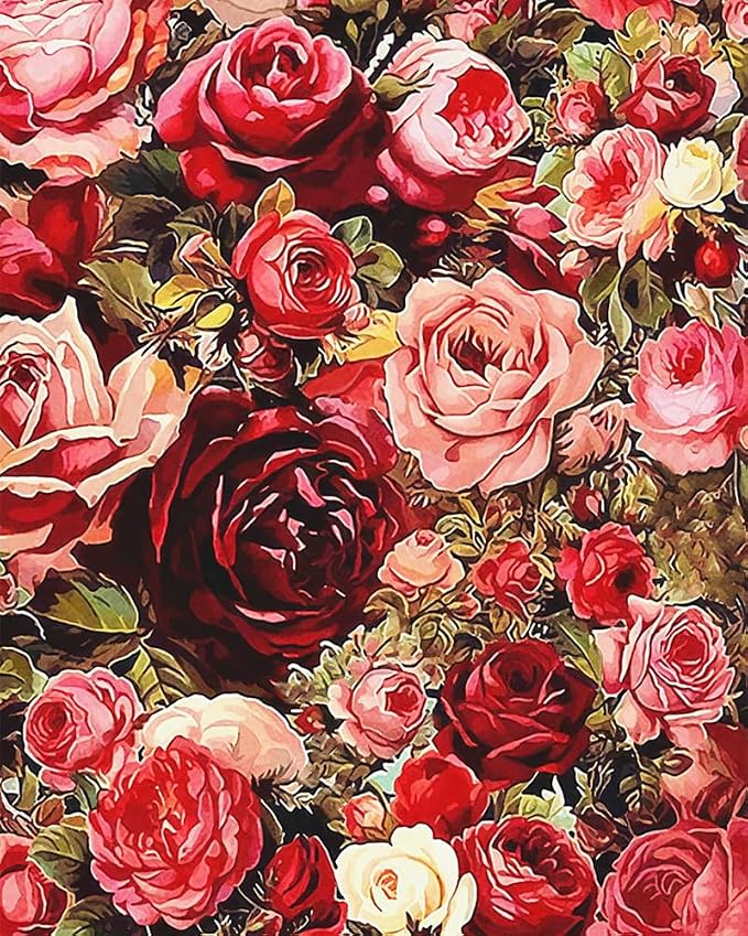 ZRIZQ Flowers Paint by Numbers Kit for Adults Beginner,Roses,16x20