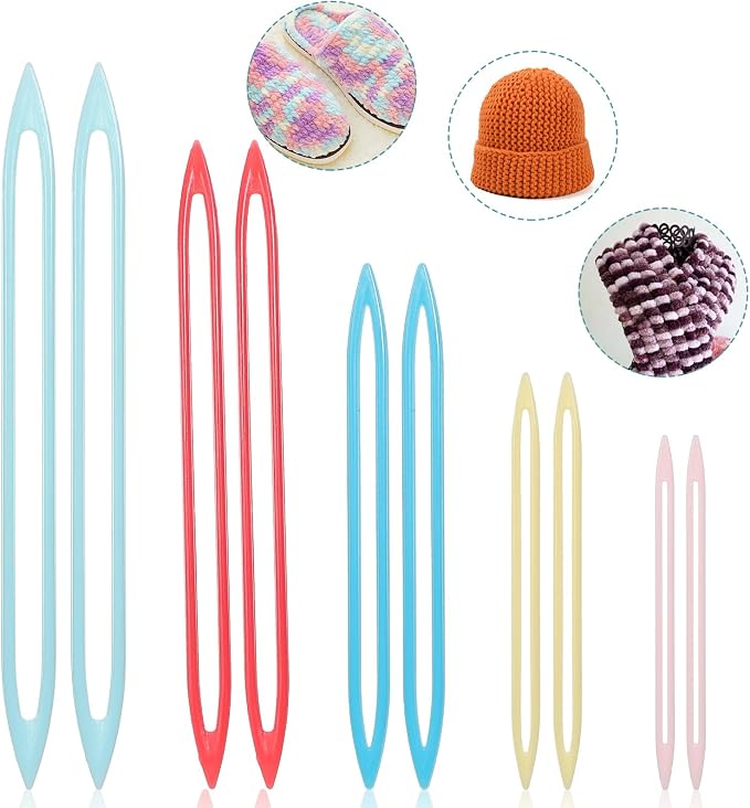 WJIAAA Large Eye Finishing Yarn, 10pcs Knitting Needles for Sewing Weaving in Ends,Knitting Crochet Darning Tapestry Plastic Needles for Thick Bulky Yarn