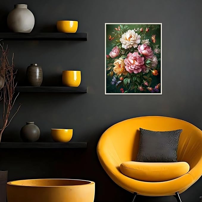 Banket Paint by Numbers Kit for Adults Beginner Flowers DIY Painting Kits for Adults Butterfly Easy Adult Paint by Number Kits on Canvas Color by Numbers for Gifts Home Wall Decor 16x20 Inch