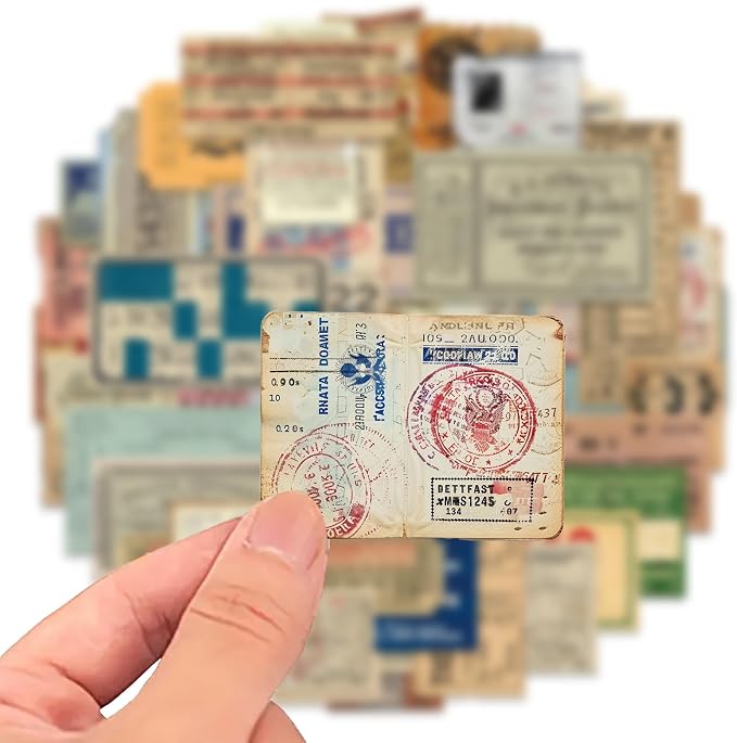 PRSTINCOL 100Pcs Vintage Sticker Pack - Scrapbooking Supplies & Junk Journal Accessories - Aesthetic Stickers for Water Bottles, Craft Kits, Bullet Journals - Retro Design