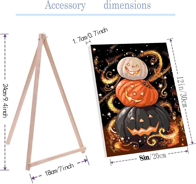 NEGEKFKX Halloween Pumpkin Paint by Numbers Kit for Adults Beginner with Frame,Horror Easy Adult Paint by Number Kits on Canvas DIY Painting for Beginners Art by Numbers for Home Wall Decor 12x8 Inch