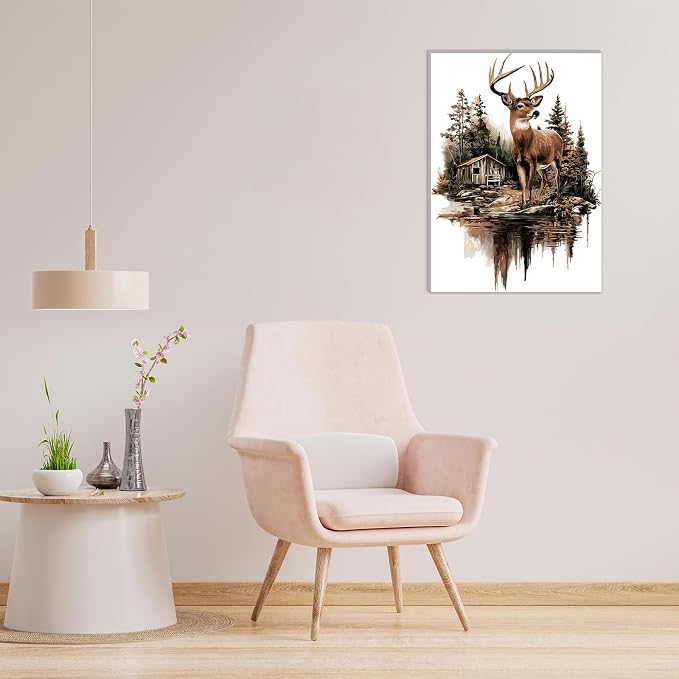 MAXBYE Framed Paint By Numbers Kits for Adults with Wooden Easel, DIY Deer Adult Paint by Number Kits, Oil Acrylic Paintings Kit for Beginners Gift Home Wall Garden Decor 10×14 Inch