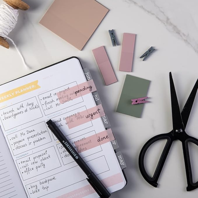 DiverseBee Transparent Sticky Notes Set with Quick Dry Pen (Pastel)