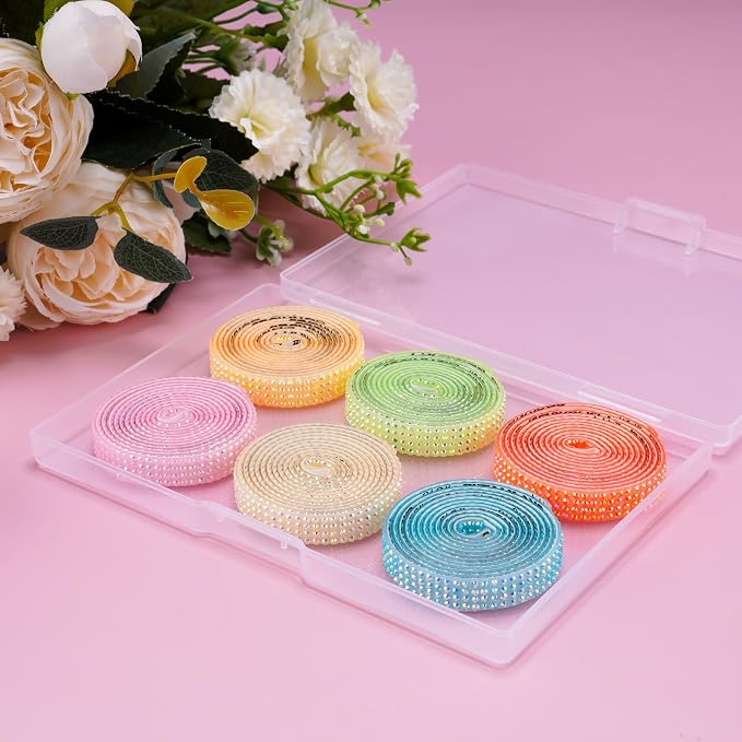 NiArt 6 Rolls Self Adhesive Rhinestone Ribbon 6 Yards DIY Bright Colors
