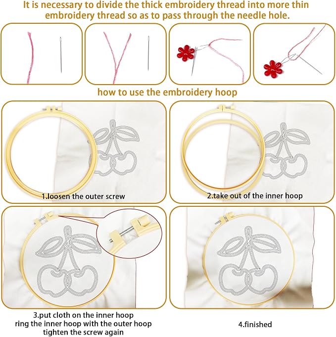 BEUNITONE Abstract Animal Embroidery Kit, 6PC Modern Line Art Needlepoint Kits with Hoops, Instructions, Threads, DIY Craft for Adults Beginners, Home Decor, Hand Embroidery Patterns for Gifts