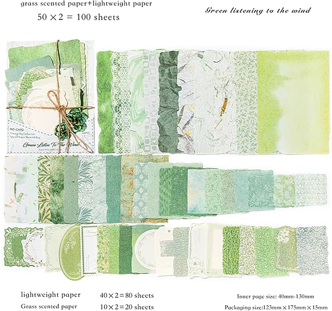 100 Sheets Vintage Scrapbook Papers Journaling Scrapbooking Supplies Kit junk journal supplies Decorative Craft Paper for Planner, Collage Paper Embellishment