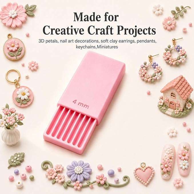 Mini Polymer Clay Bead Maker（1＆1.5＆2mm）, 3D Print Clay Ball Maker, 3D Ball Maker for Nails, Clay Beads Roller Bead Shaping Tool Clay Molds for Jewelry Making DIY Bracelet Necklace Craft（Fuchsia）