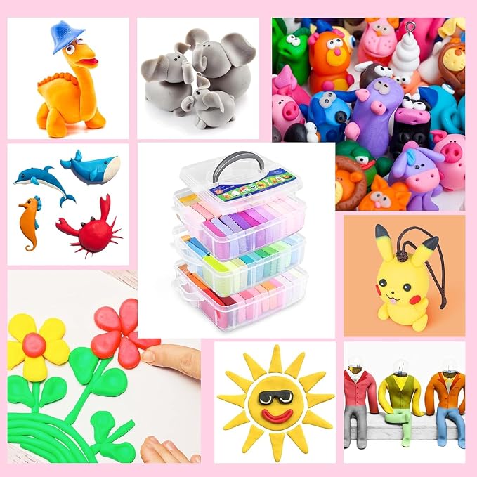 Aestd-ST Polymer Clay Kit 72 Colors, Oven Bake Modeling Clay for Kids | Molding Clay Kit, 20 Sculpting Tools & 82 DIY Accessories, Easy to Shape, Non-Sticky, Storage Box, Gift for Kids & Adults