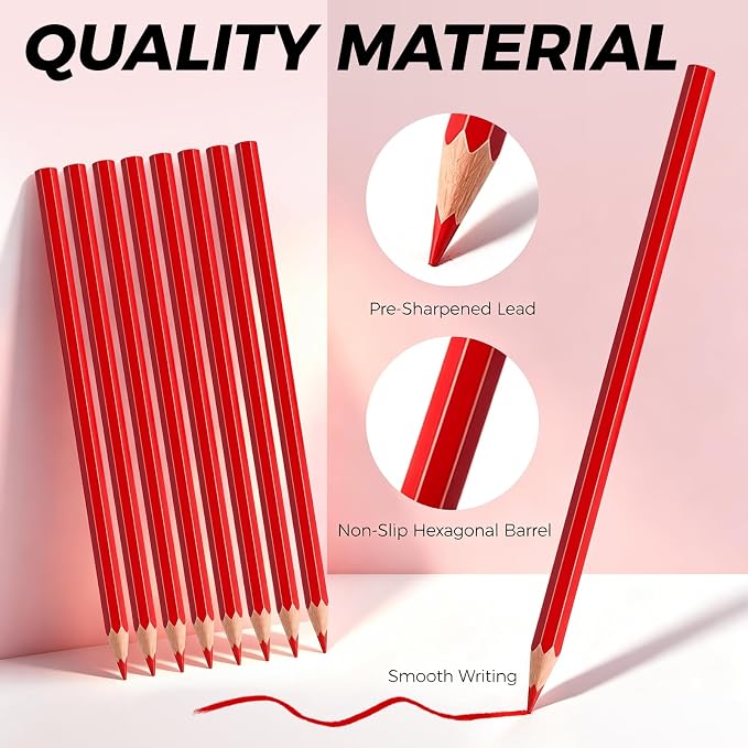 10 PCS Red Colored Pencils, Pre-sharpened Professional Wooden Art Pencils Set for Artists Painting | Premium Drawing Sketching Supplies