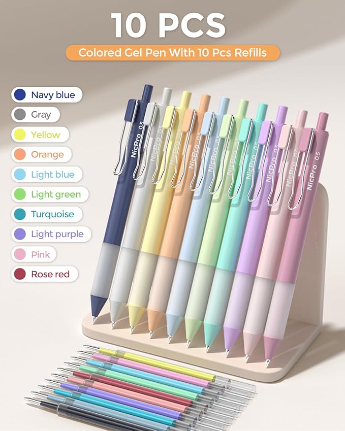 Nicpro Aesthetic Highlighters and Gel Pen set with Case, 33PCS