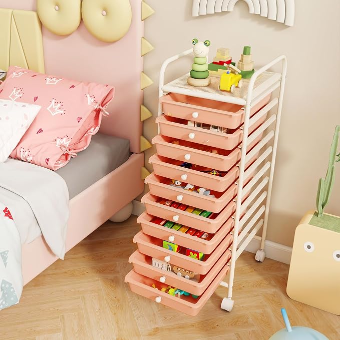 COSTWAY 10-Drawer Rolling Storage Cart, Utility Mobile Trolley