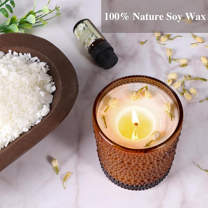 DARJEN Candle Making Kit for Beginners, 2 Jars Soy Wax Scented DIY Set | 100% Soy Wax, 10oz Glass Jars, Natural Cotton Wicks, Pleasant Scents, Instruction& More- Perfect as Home Decorations
