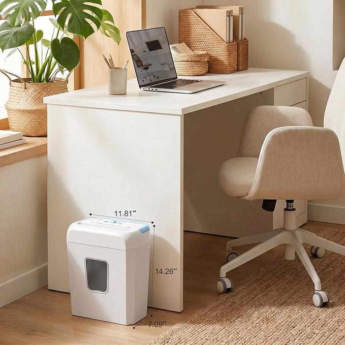 Bonsaii 6-Sheet Cross Cut Paper Shredder for Home, 3.4 Gal Bin | P-4 Security Level, Shreds Credit Cards, Staples & Paper Clips, with Portable Handle, Small Shredder for Home Office